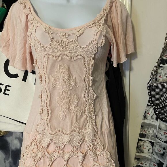 2/$15 Light Pink Lace Blouse - Picture 1 of 2